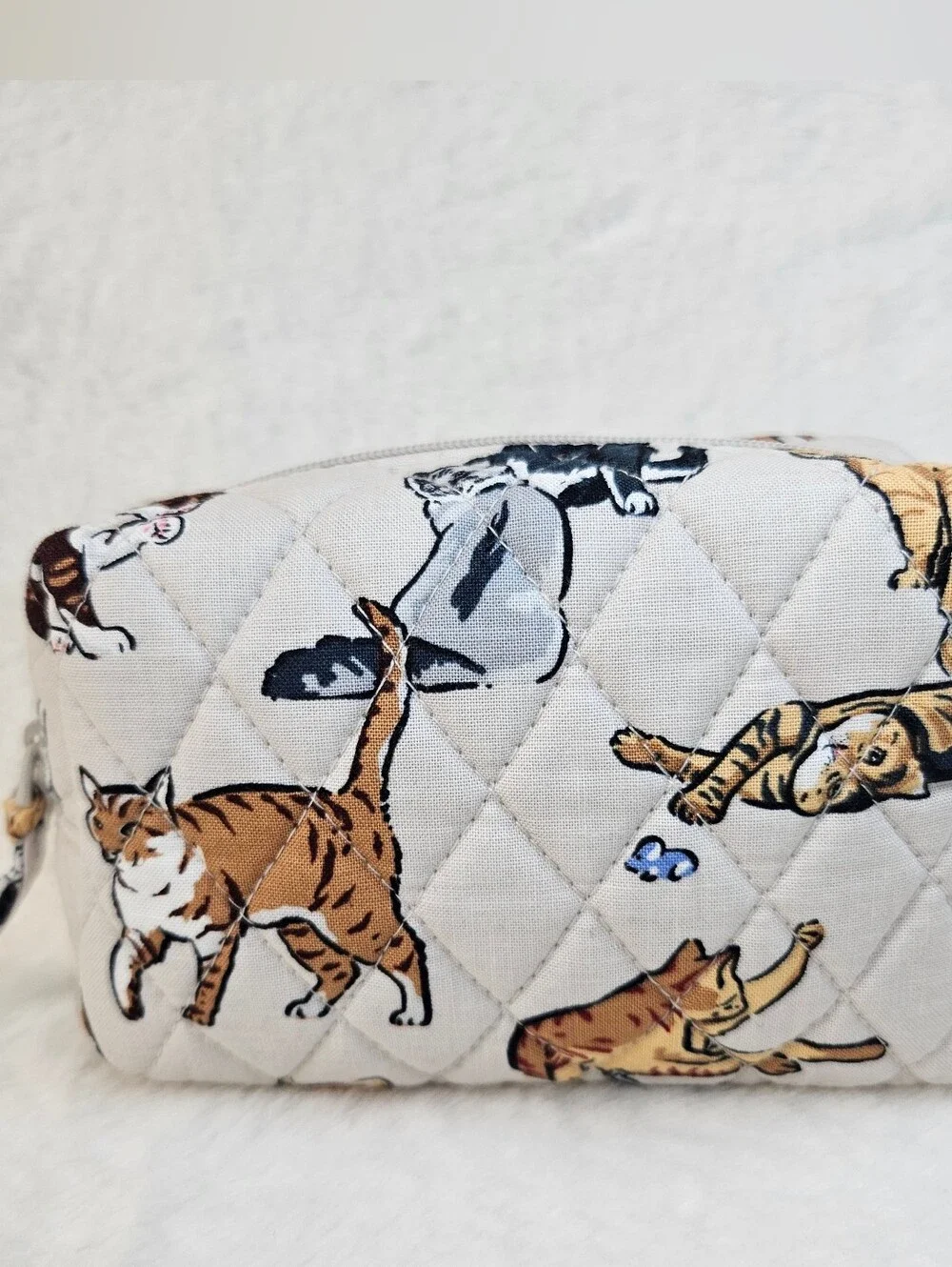 Vera Bradley A Cat's Life Print Quilted Essential Cosmetic